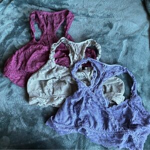 Motherhood Lace nursing/maternity bralettes Lot of 3: blue, green, & wine. Sz L